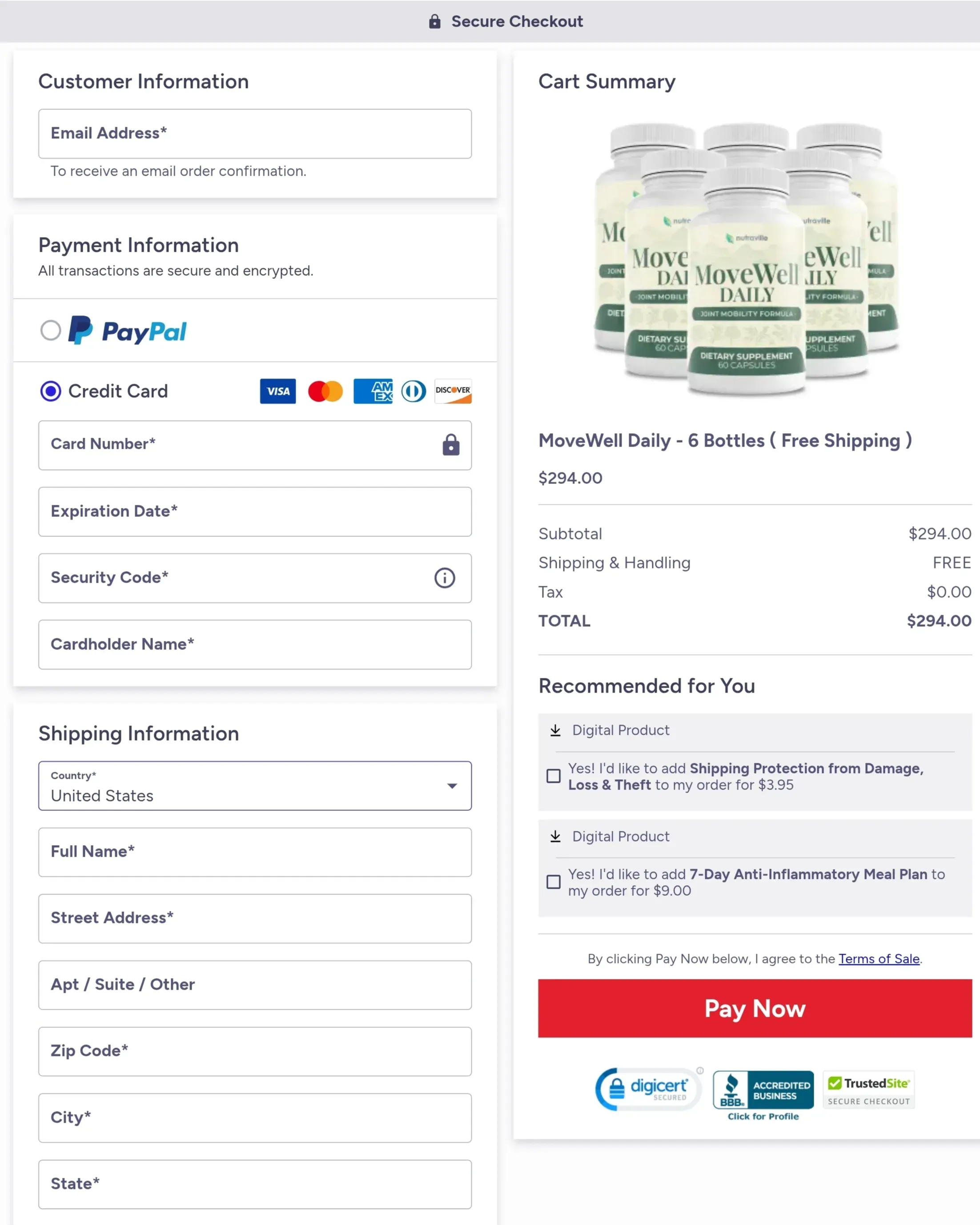 movewell daily order form